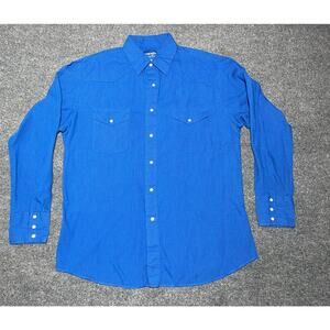 Wrangler Western Shirt Men’s Blue Checkered Long/S with snap buttons-L